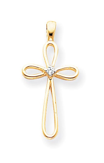 14k Yellow Gold G-I SI2/SI3 Diamond Cross Pendant at $ 185.39 only from Jewelryshopping.com
