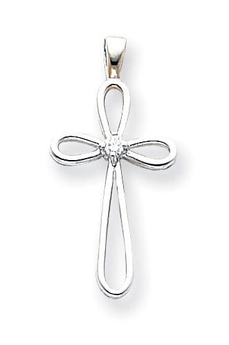 14k White Gold G-I I1 Diamond Cross Pendant at $ 192.56 only from Jewelryshopping.com