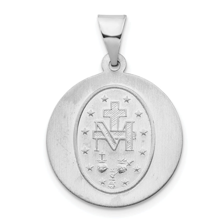 14k White Gold Miraculous Medal Pendant