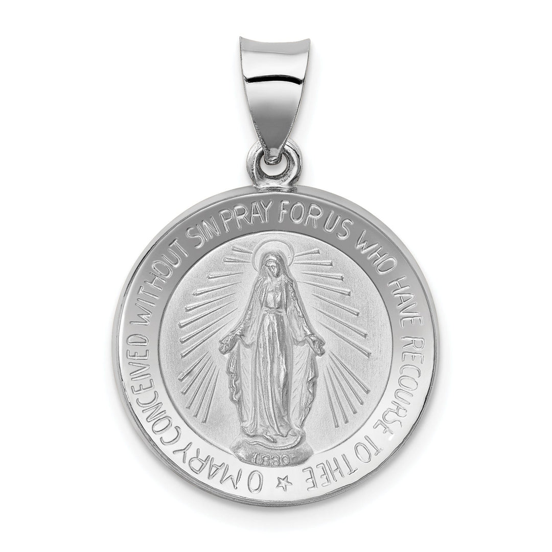 14k White Gold Miraculous Medal Pendant