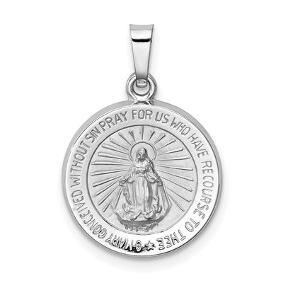 14k White Gold Miraculous Medal Pendant at $ 142.22 only from Jewelryshopping.com