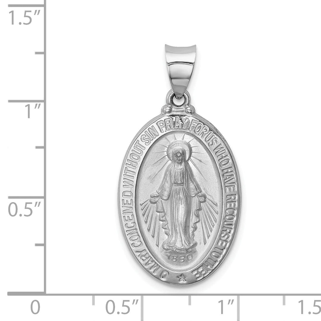 14k White Gold Miraculous Medal Pendant