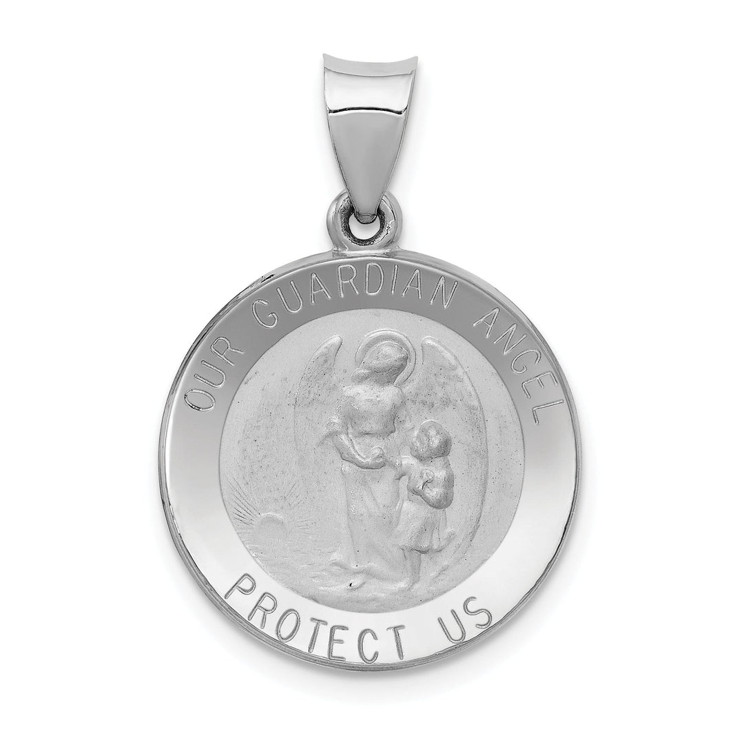 14k White Gold Our Guardian Angel Medal Pendant