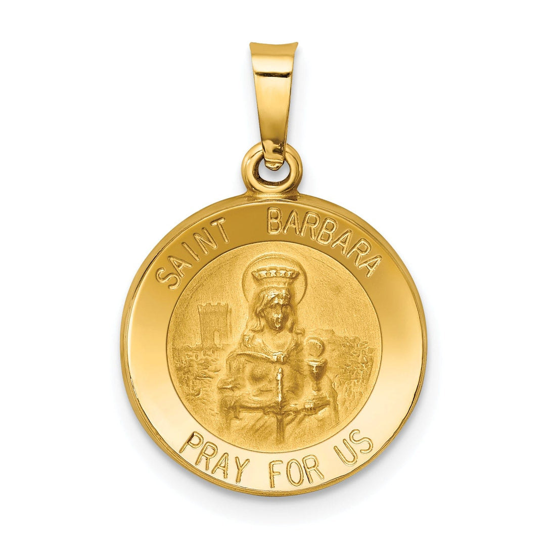 14k Yellow Gold Saint Barbara Medal Pendant