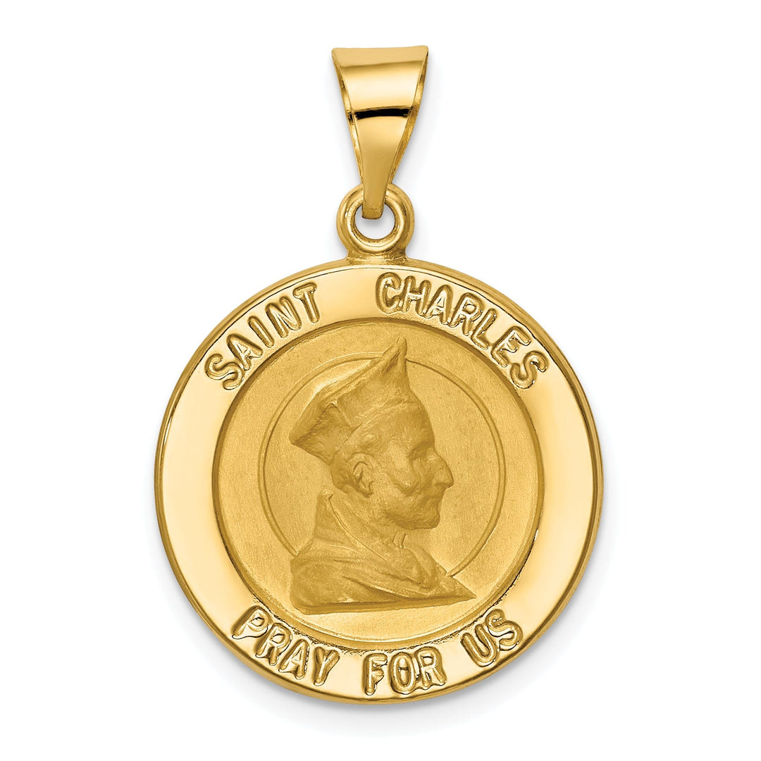 14k Yellow Gold Saint Charles Medal Pendant