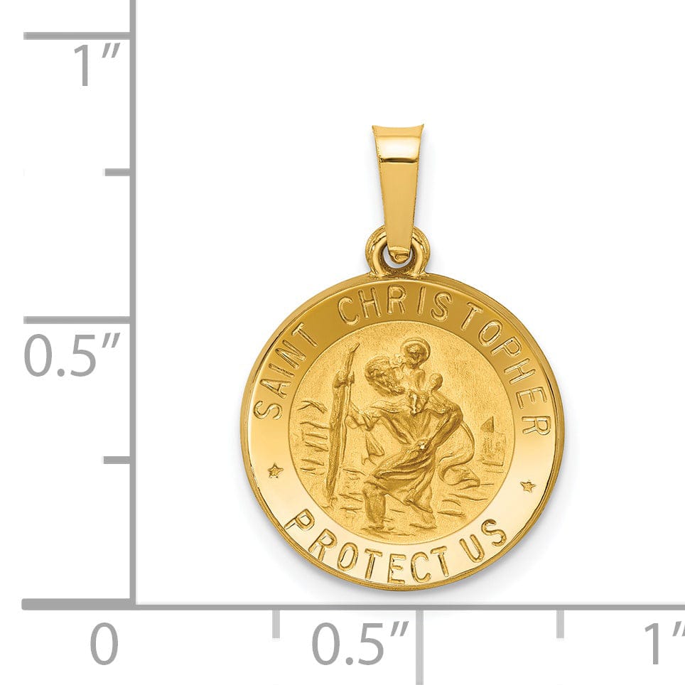 14k Yellow Gold Saint Christopher Medal Pendant