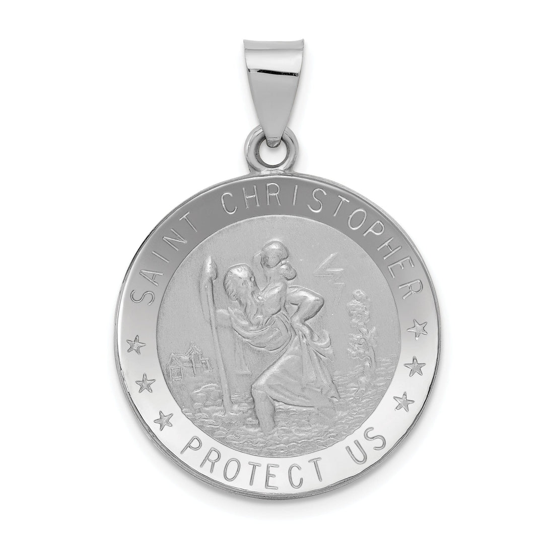 14k White Gold Saint Christopher Medal Pendant