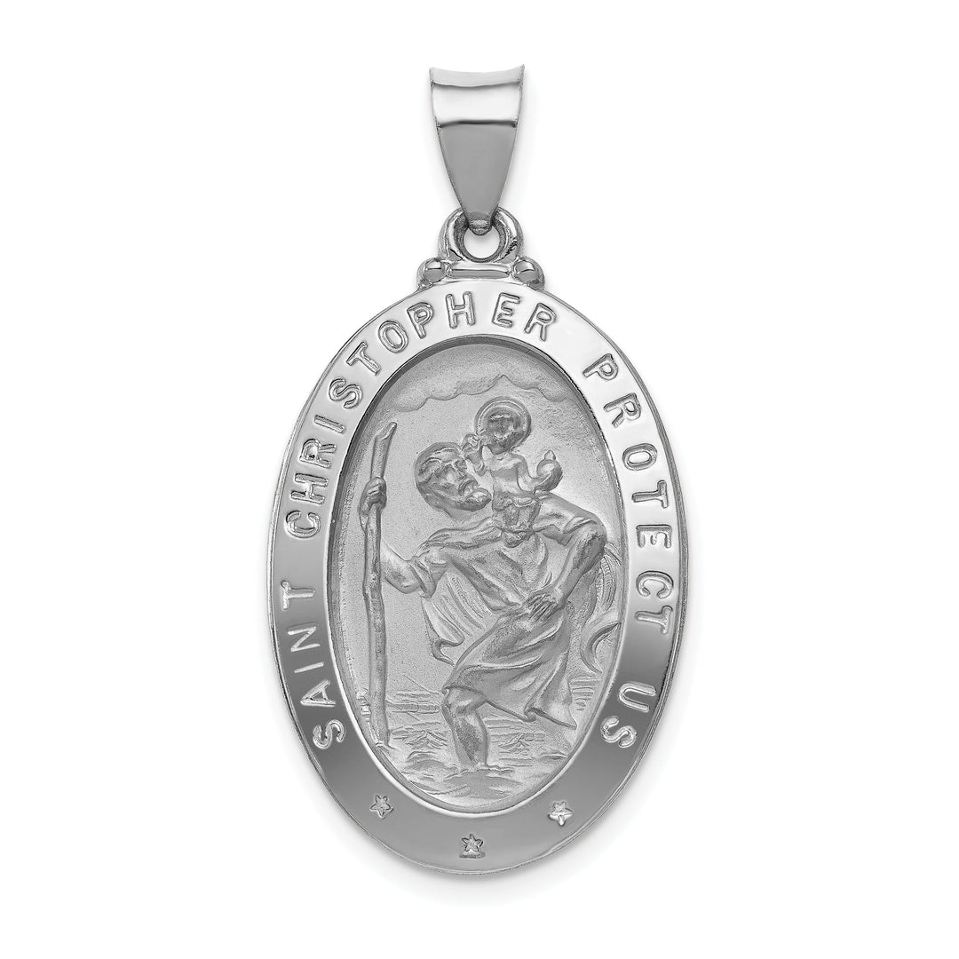 14k White Gold Saint Christopher Medal Pendant