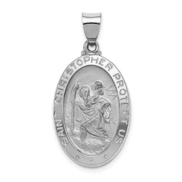 14k White Gold Saint Christopher Medal Pendant