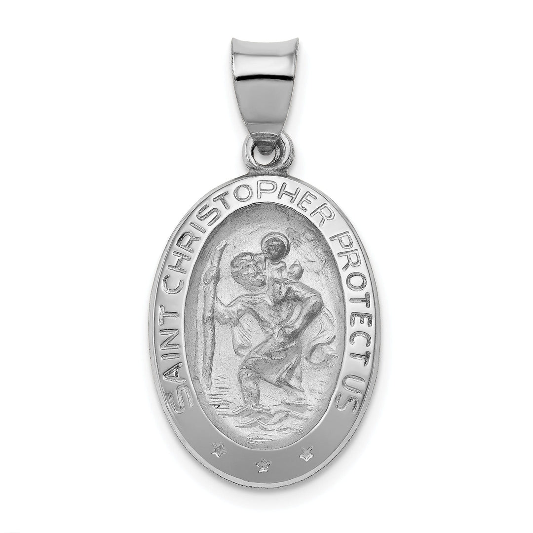 14k White Gold Saint Christopher Medal Pendant