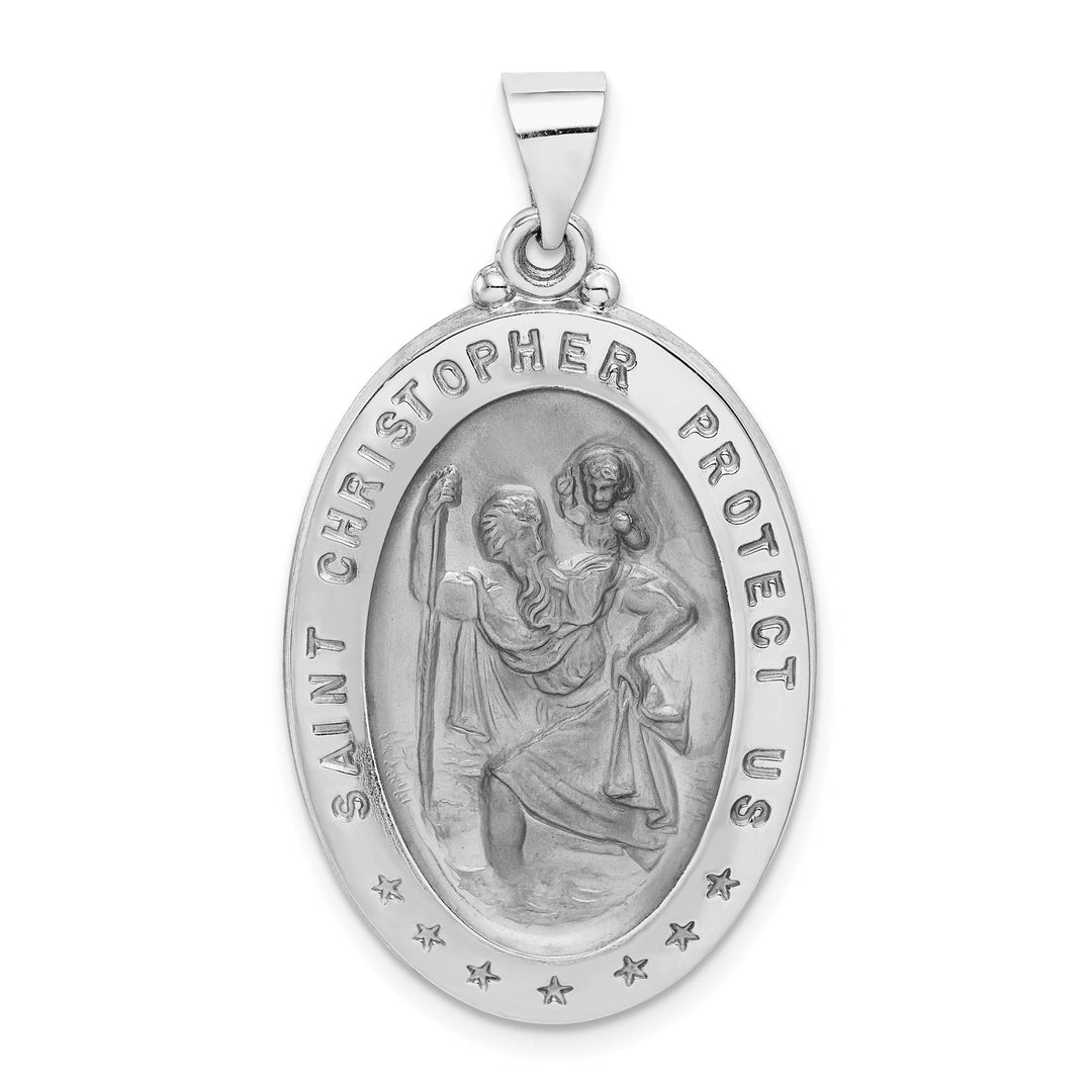 14k White Gold Saint Christopher Medal Pendant