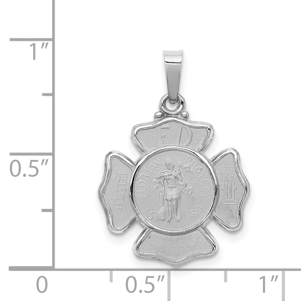 14k White Gold Saint Florian Badge Pendant