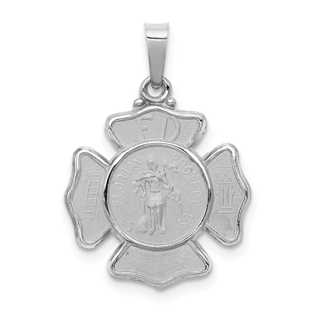 14k White Gold Saint Florian Badge Pendant