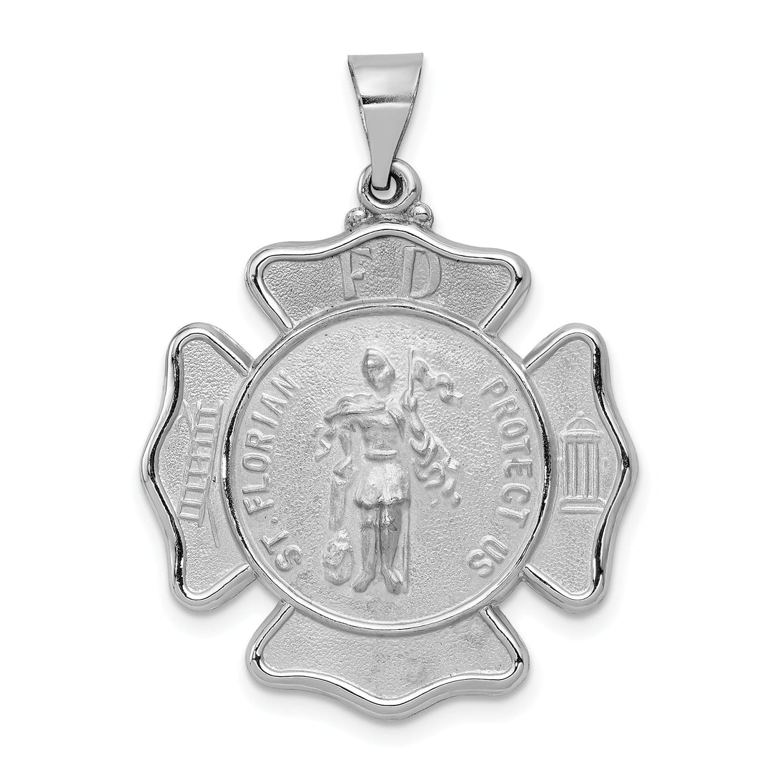 14k White Gold Saint Florian Badge Medal Penant