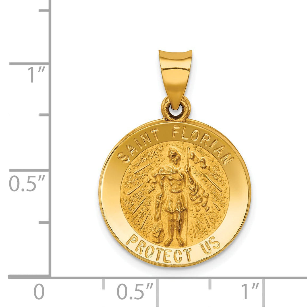 14k Yellow Gold Saint Florian Medal Pendant