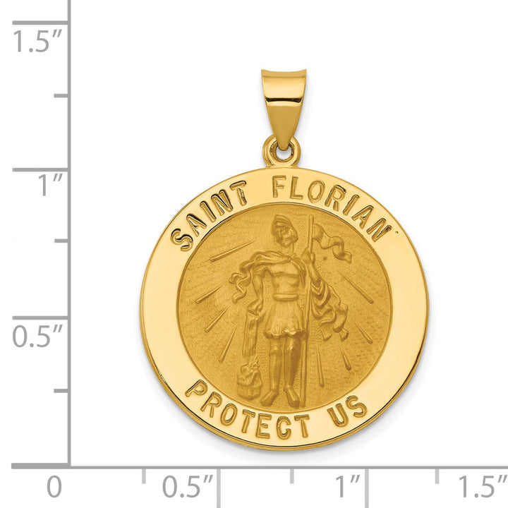 14k Yellow Gold Saint Florian Medal Pendant