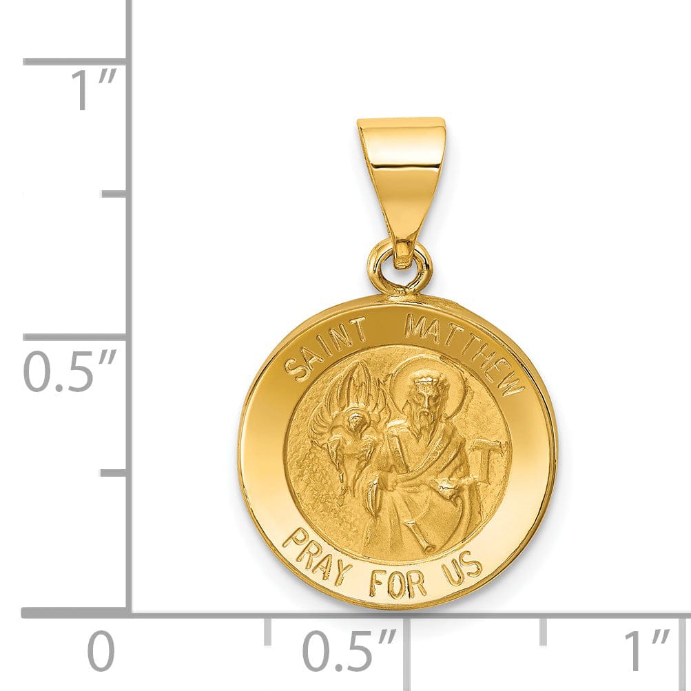 14k Yellow Gold Saint Matthew Medal Pendant