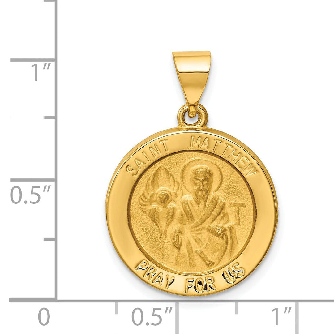 14k Yellow Gold Saint Matthew Medal Pendant