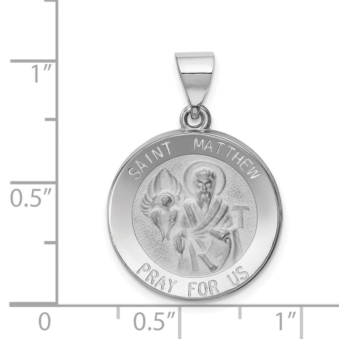 14k White Gold Saint Matthew Medal Pendant