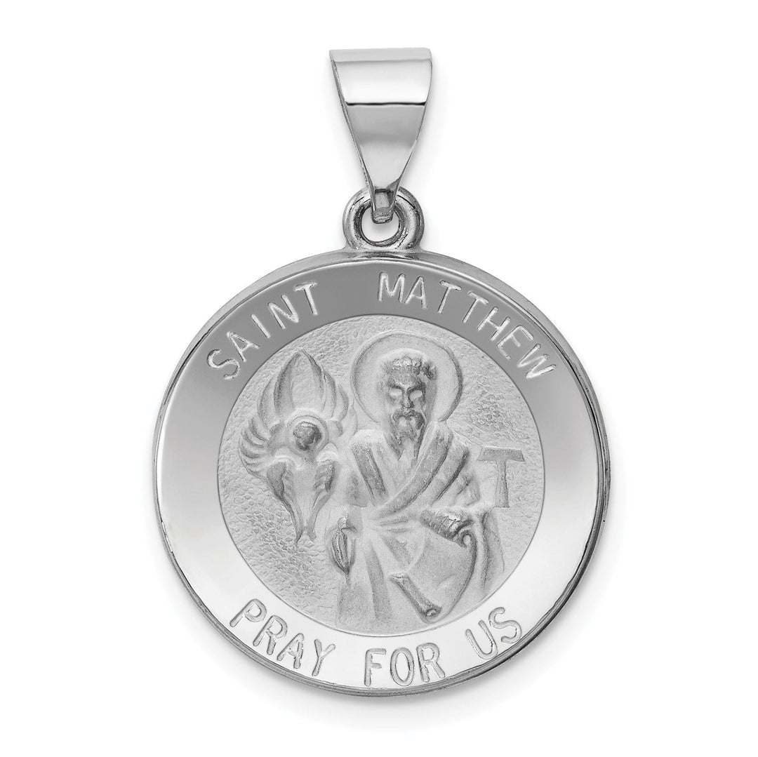 14k White Gold Saint Matthew Medal Pendant