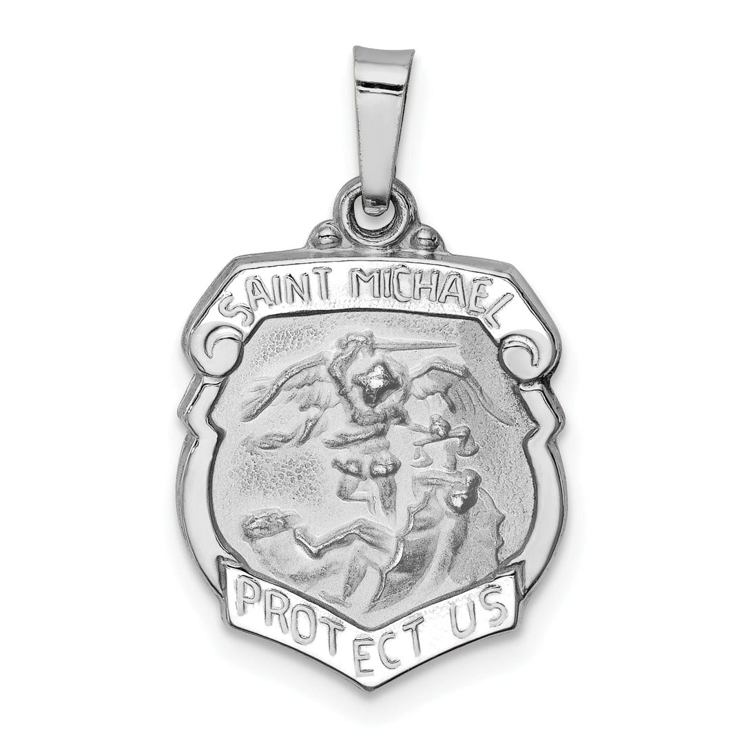 14k White Gold Saint Michael Medal Pendant