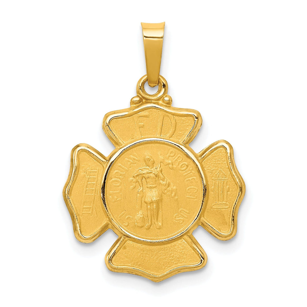 14k Yellow Gold St.Florian Badge Medal Pendant