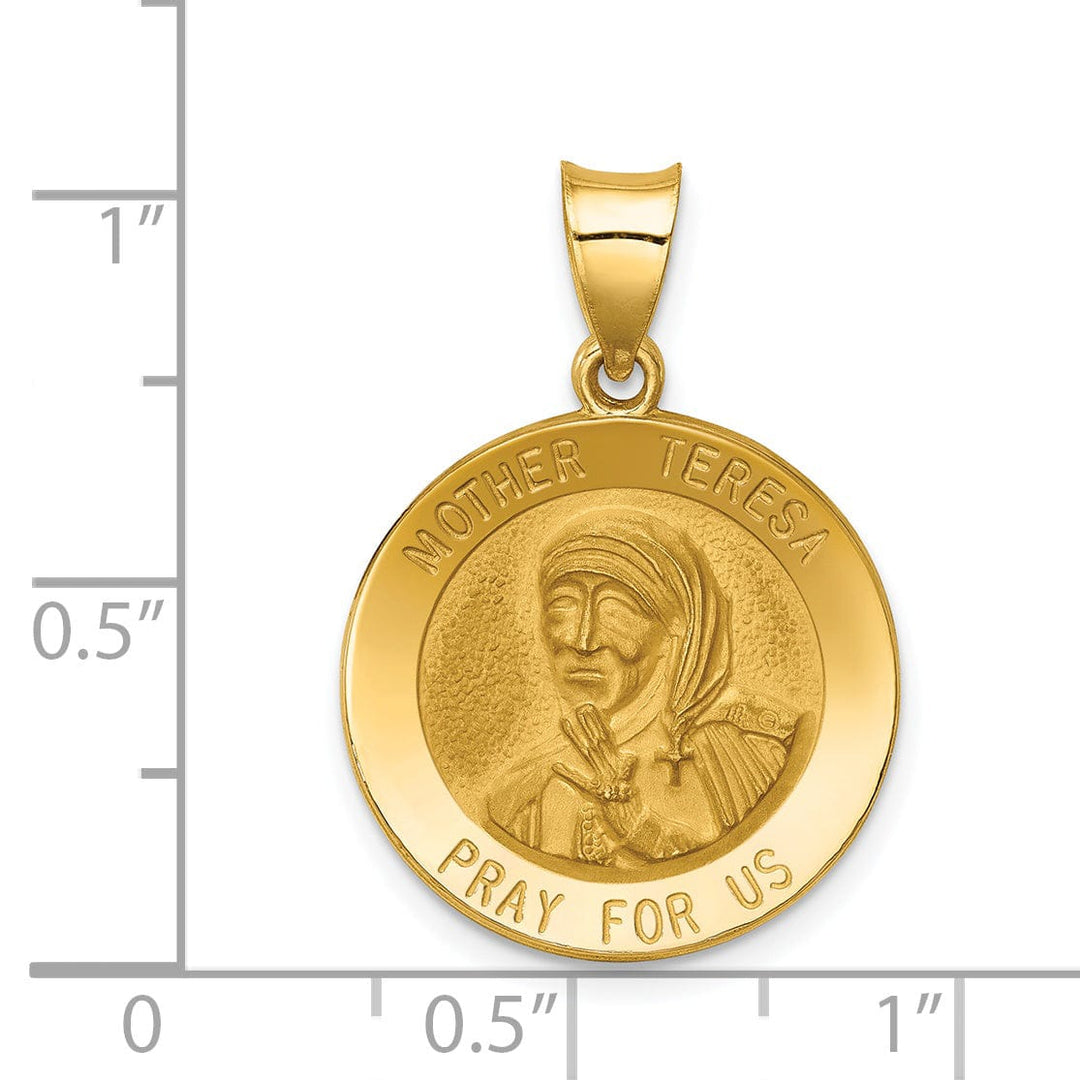 14k Yellow Gold Mother Teresa Medal Pendant