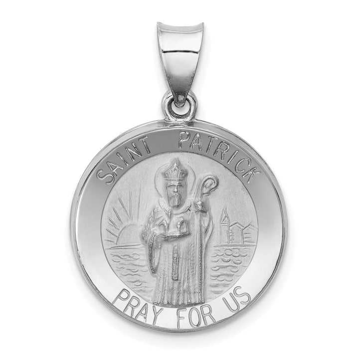 14k White Gold Saint Patrick Medal Pendant