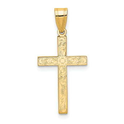 14k Yellow Gold Floral Cross Pendant at $ 103.89 only from Jewelryshopping.com