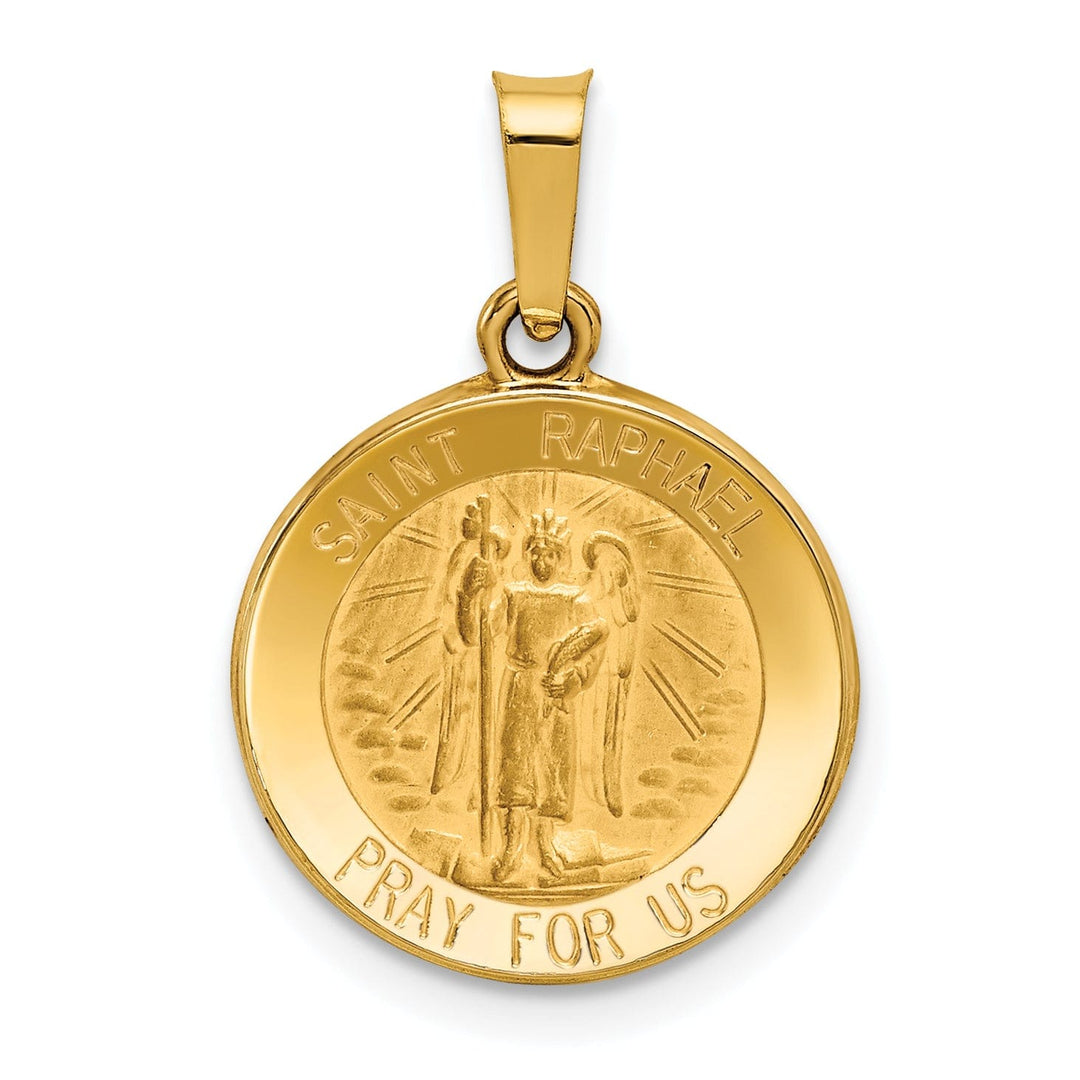 14k Yellow Gold Saint Raphael Medal Pendant