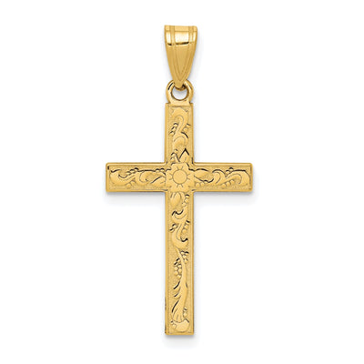 14k Yellow Gold Floral Cross Pendant at $ 133.38 only from Jewelryshopping.com