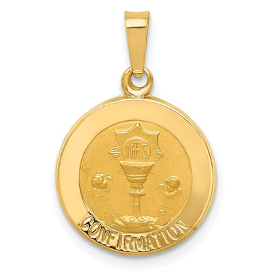 14K Yellow Gold Confirmation with Chalice Cup Round Disc Medal Pendant at $ 134.86 only from Jewelryshopping.com