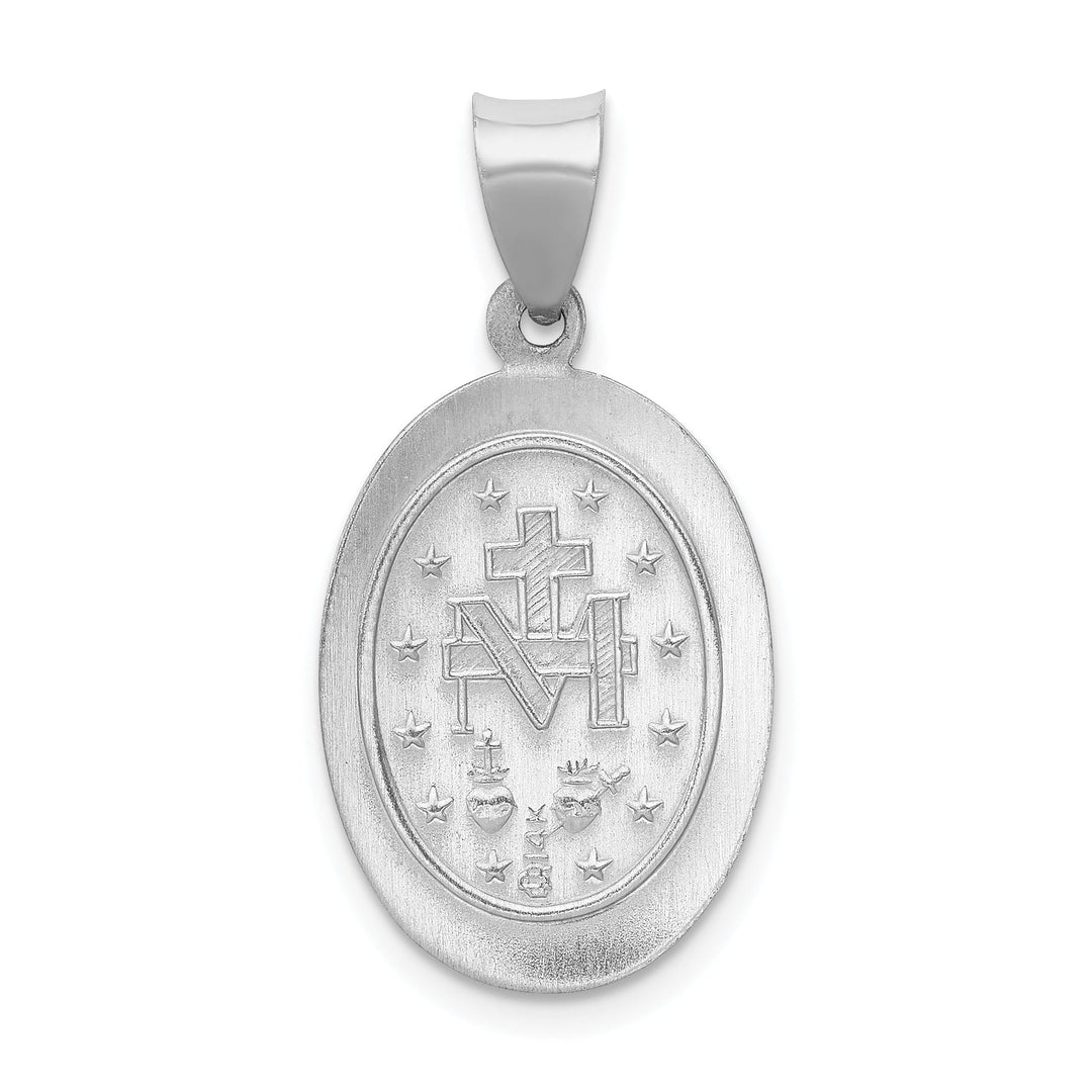 14k White Gold Miraculous Medal Pendant