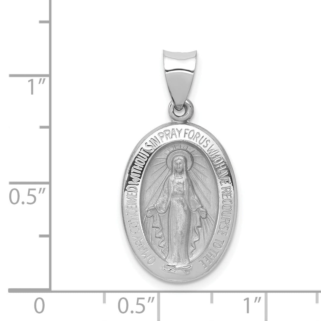 14k White Gold Miraculous Medal Pendant