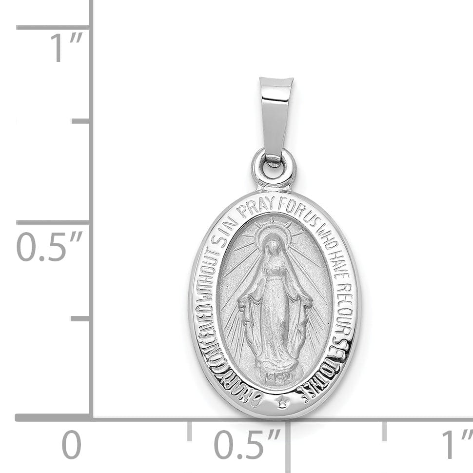 14k White Gold Miraculous Medal Pendant