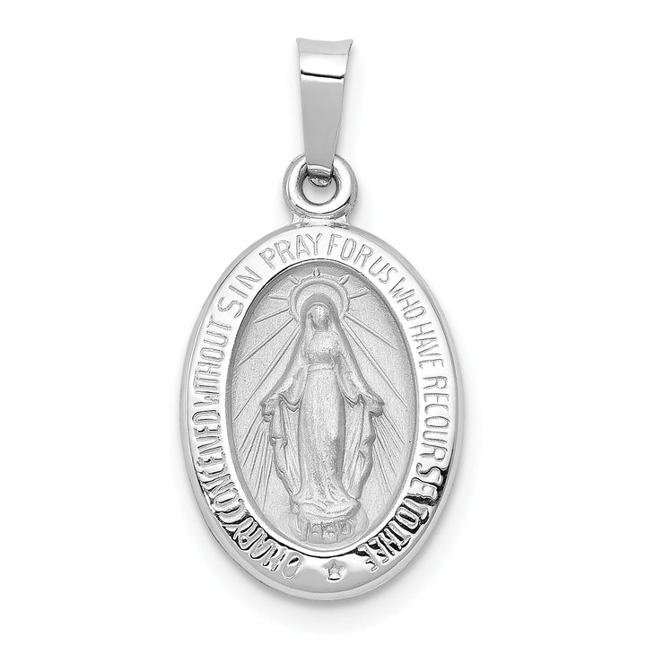 14k White Gold Miraculous Medal Pendant