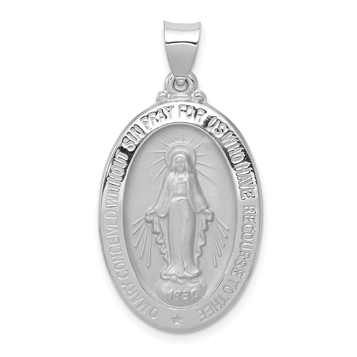 14k White Gold Miraculous Medal Pendant