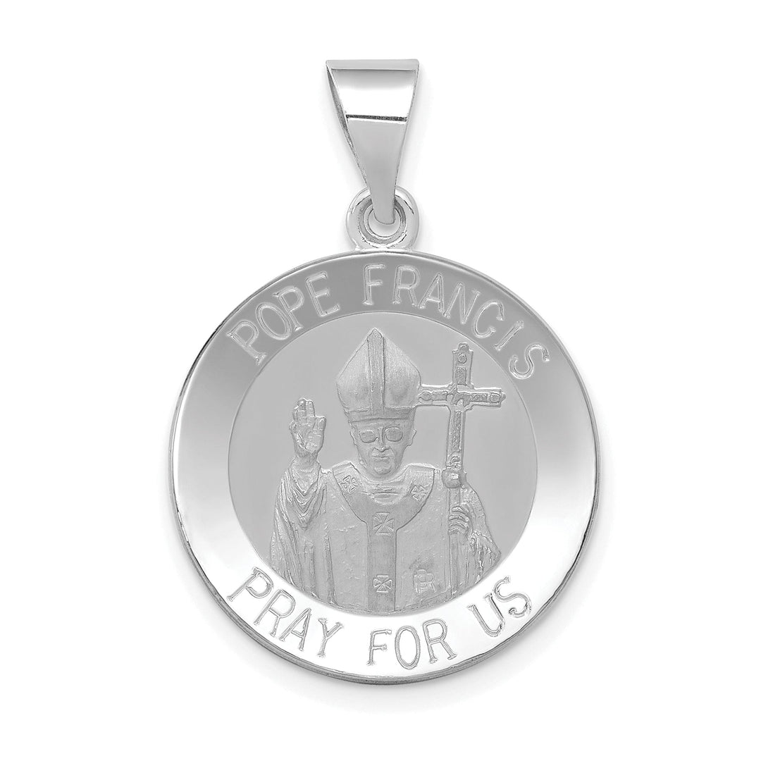 14k White Gold Pope Francis Medal Pendant