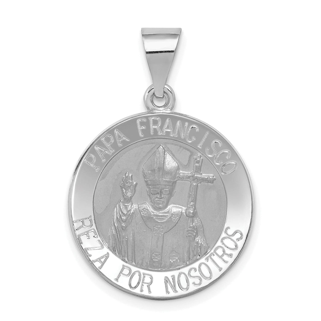 14k White Gold Pope Francisco Medal Pendant