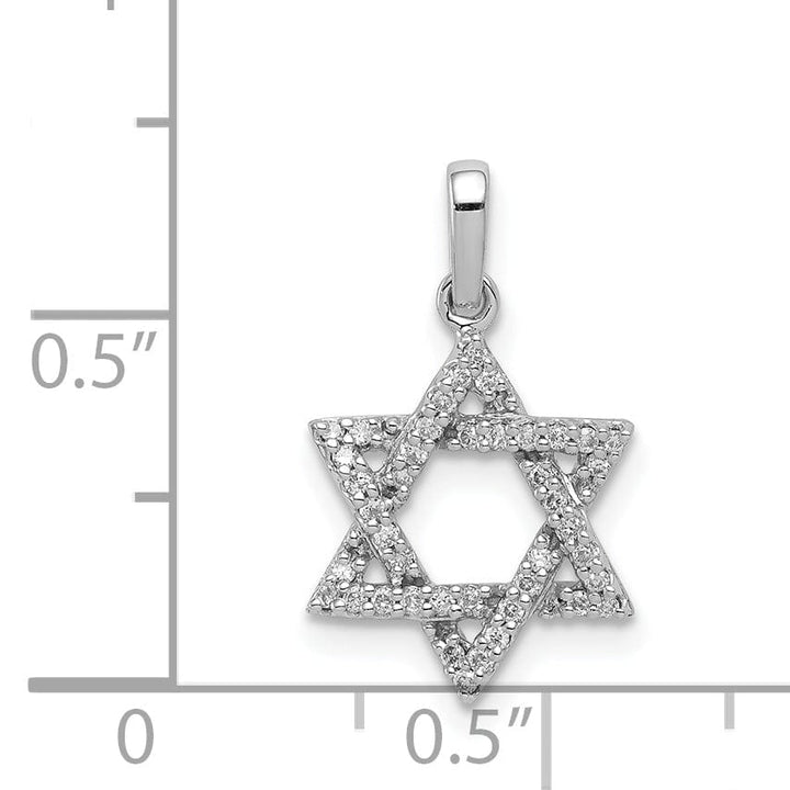 14k White Gold Polished Finish 0.129-CT.Diamond Star of David Pendant