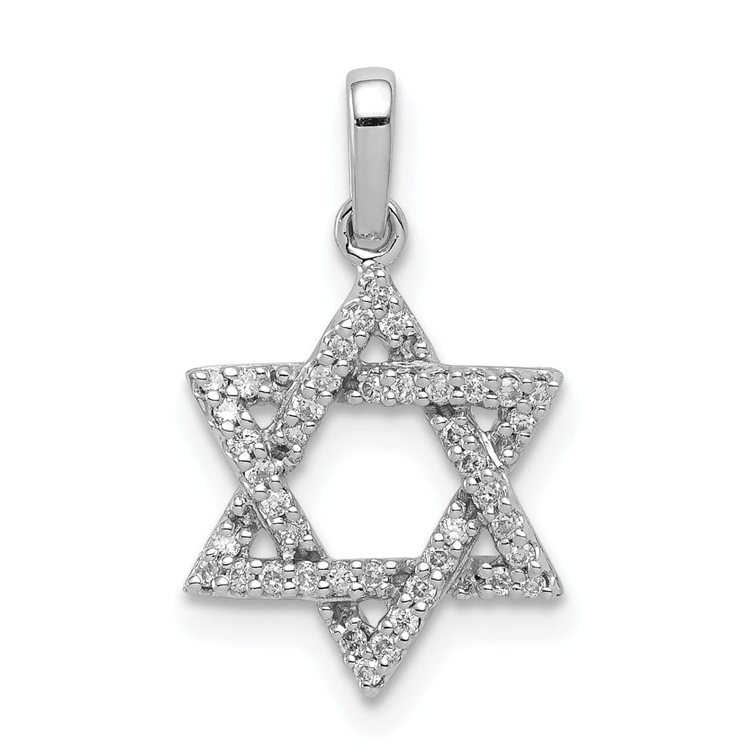 14k White Gold Polished Finish 0.129-CT.Diamond Star of David Pendant