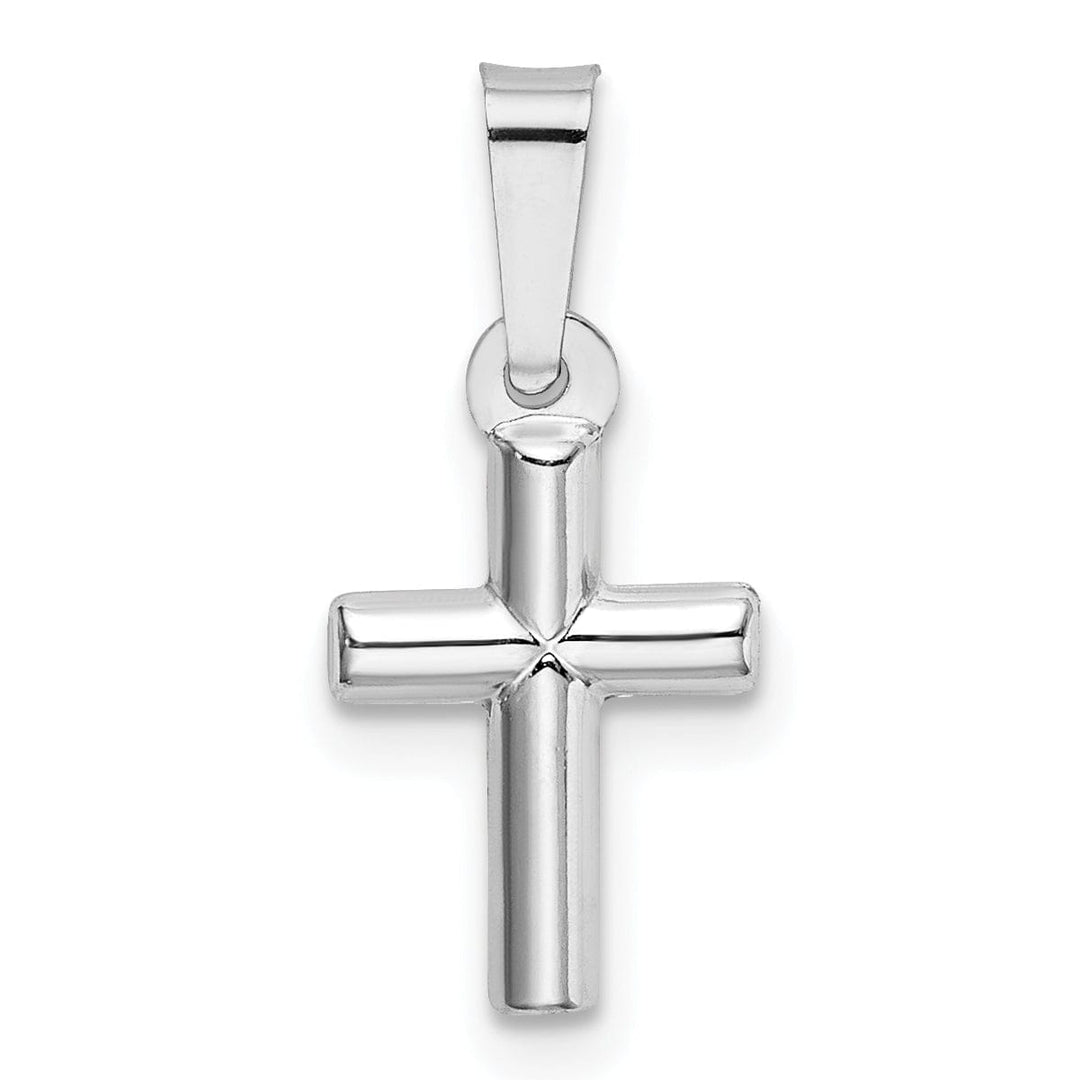 14k White Gold Rhodium 3-D Cross Design Pendant