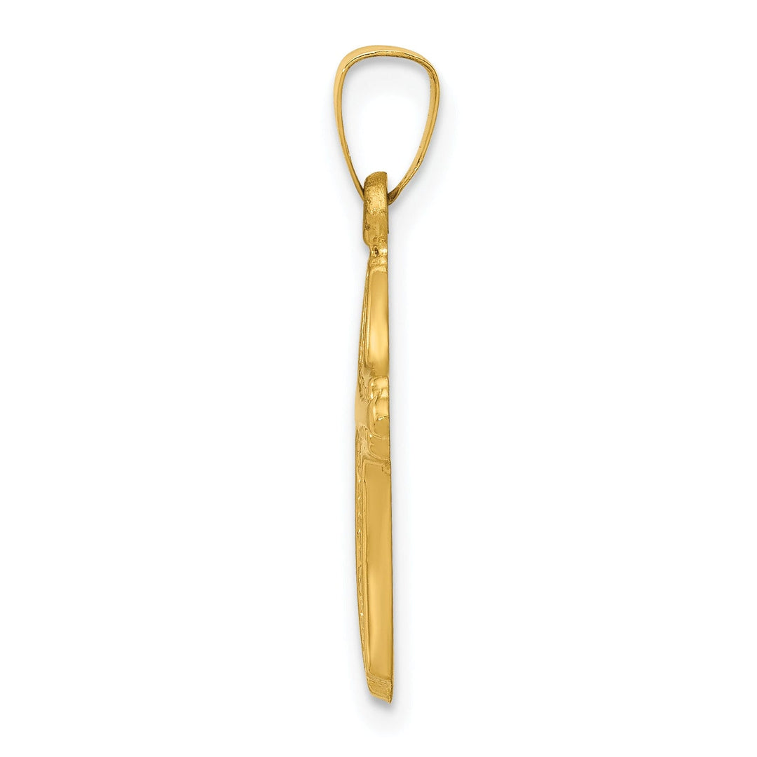 14k Yellow Gold Polished Textured Cross Pendant