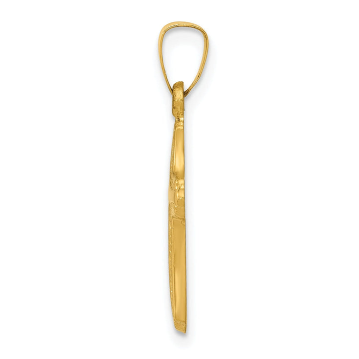 14k Yellow Gold Polished Textured Cross Pendant