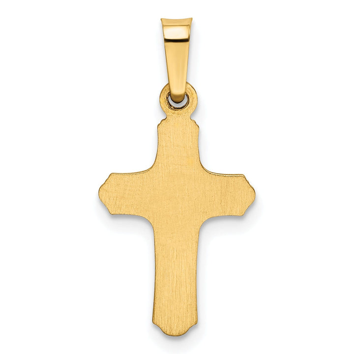 14k Yellow Gold Polished Textured Cross Pendant