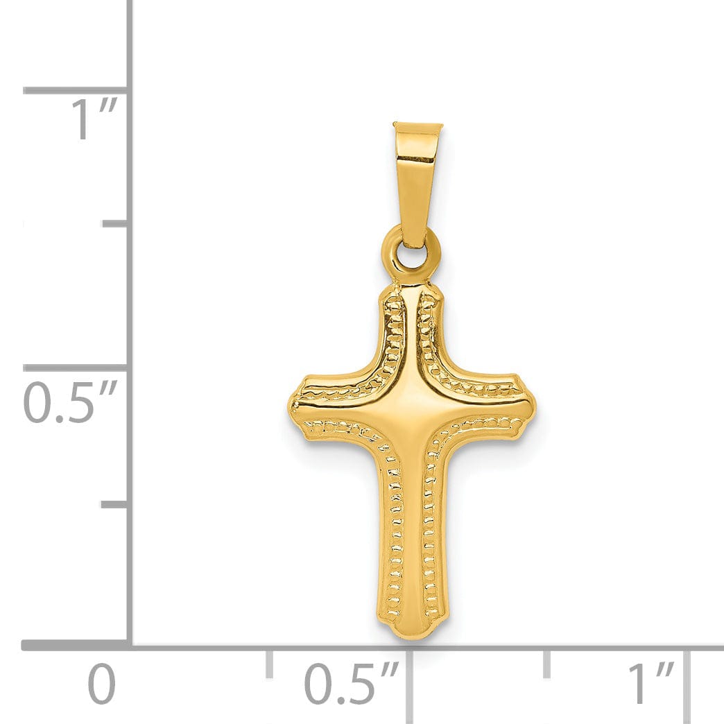14k Yellow Gold Polished Textured Cross Pendant