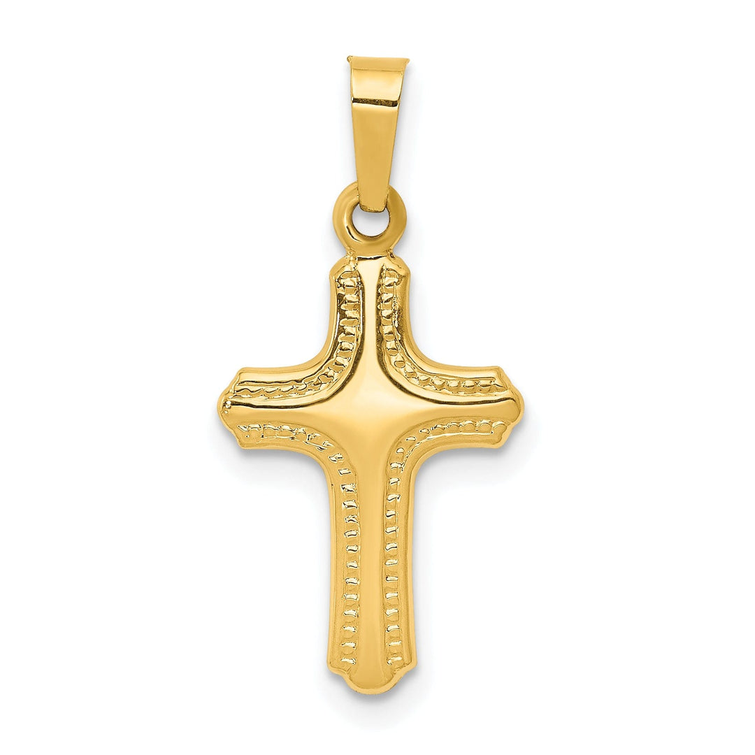 14k Yellow Gold Polished Textured Cross Pendant