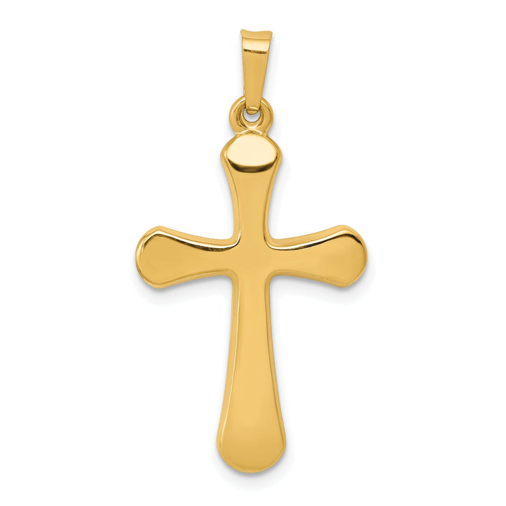 14k Yellow Gold Polished Rounded Cross Pendant