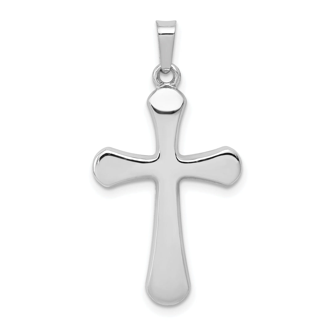 14k White Gold Polished Rounded Cross Pendant