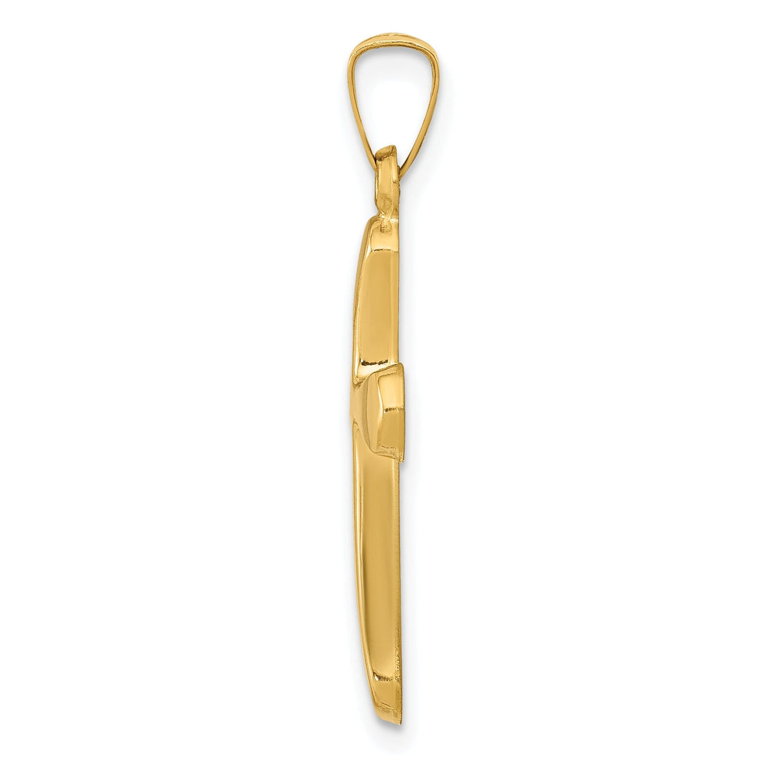 14k Yellow Gold Polished Rounded Cross Pendant